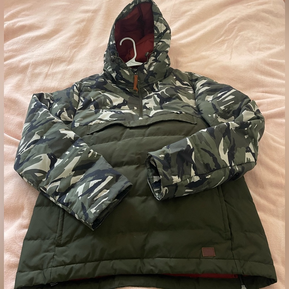 LL Bean Mens Medium Anorak Winter Ski Coat Jacket Parka Camo Hoodie Downtek